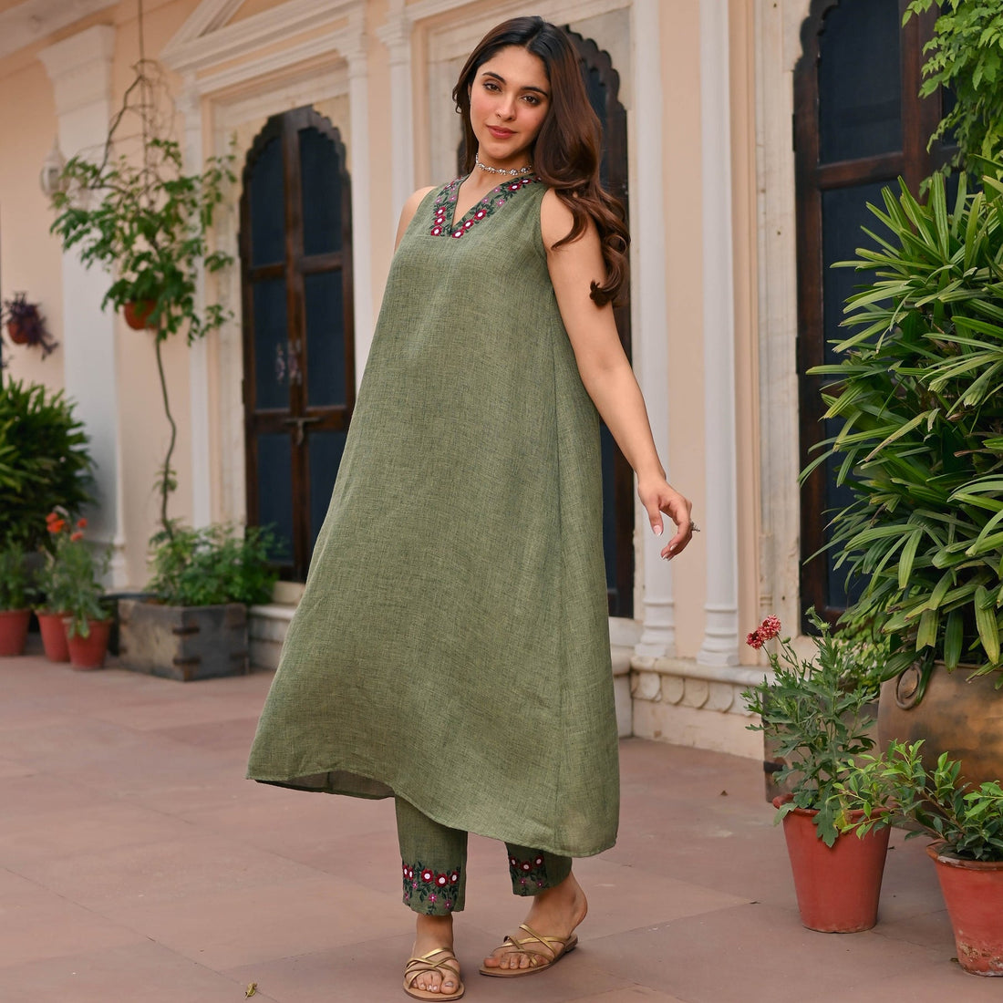 Verdant Green Embroidered Kurta Set