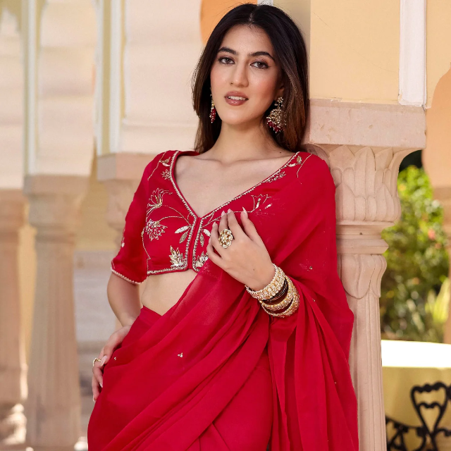 PINK PRE DRAPED SAREE