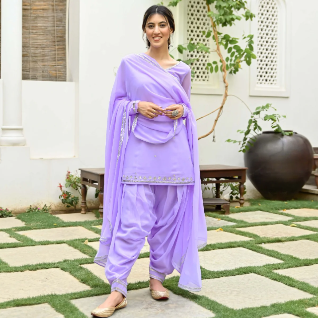 LAVENDER KURTA PATIALA SET