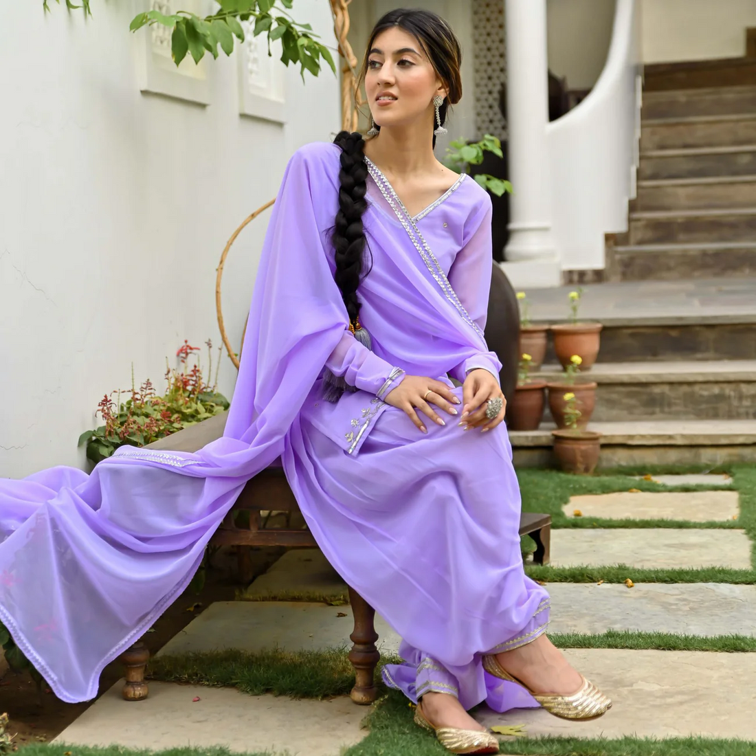 LAVENDER KURTA PATIALA SET